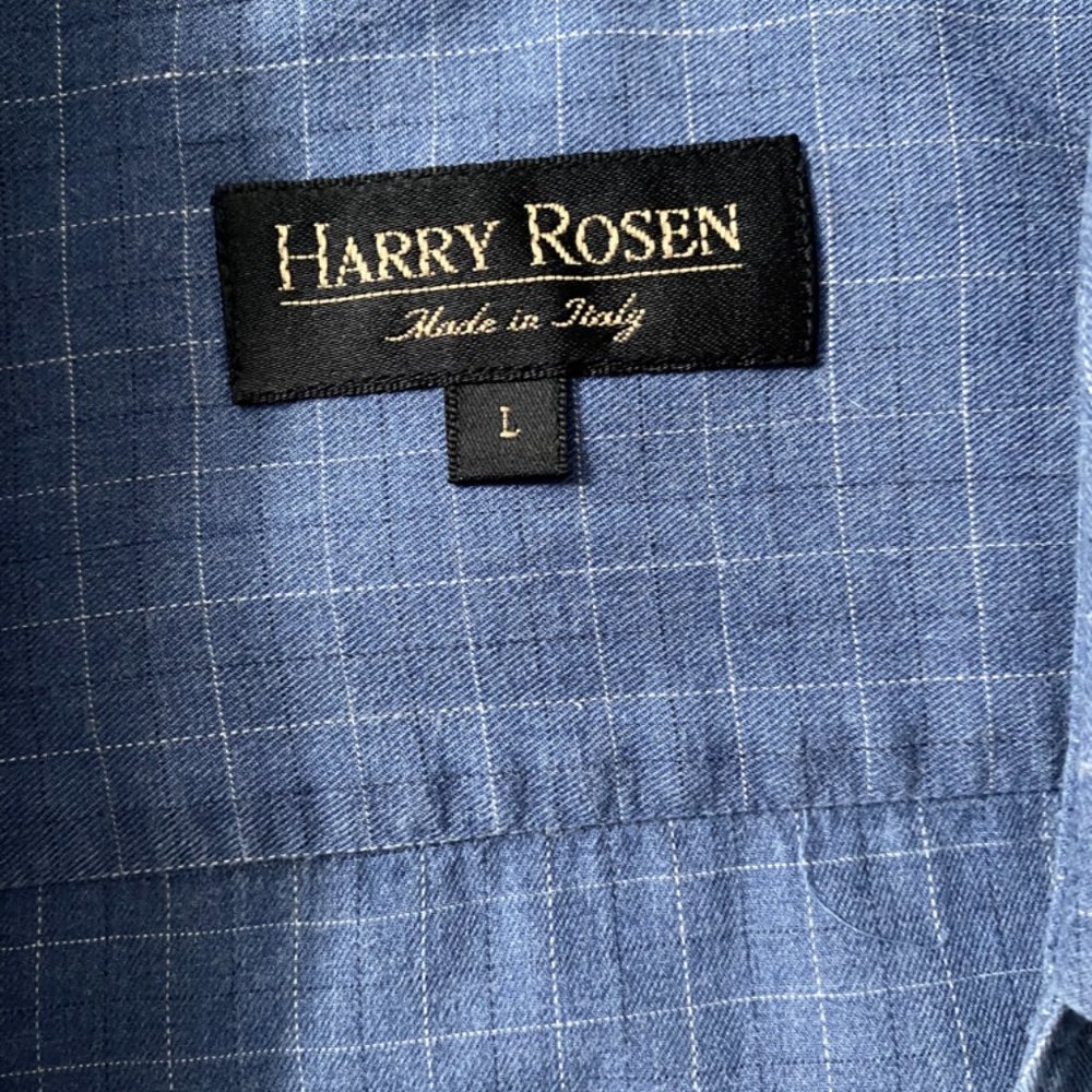 Harry Rosen Blue Check Button Down Shirt - Picture 3 of 5